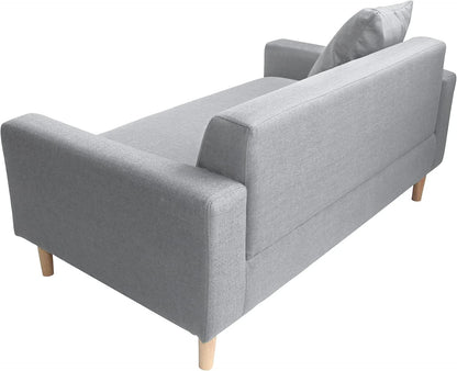 2-Seater Sofa in a Box - Compact w/Wooden Legs - Light/Dark Grey - Folds Flat