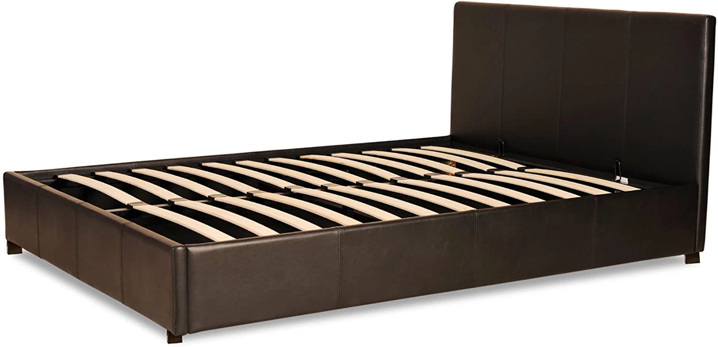 Prado Faux Leather Ottoman Storage Bed – Gas Lift Bed Frame – Brown or Black