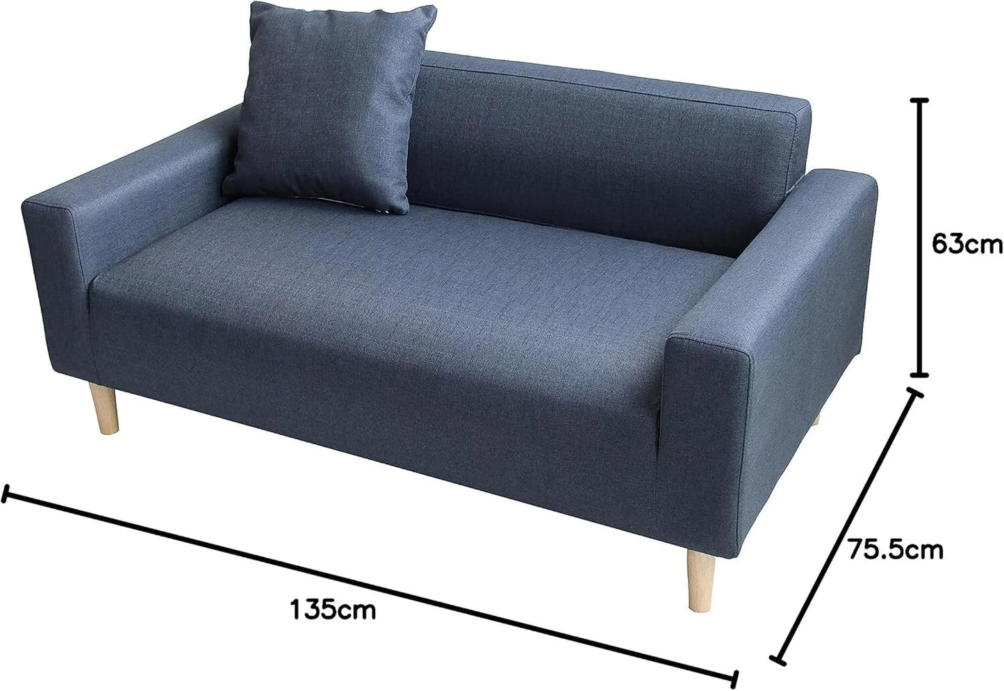 2-Seater Sofa in a Box - Compact w/Wooden Legs - Light/Dark Grey - Folds Flat