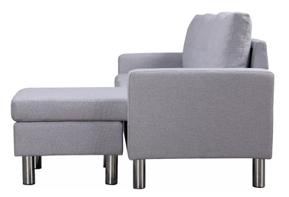 Elm Corner Sofa with Footrest – Modern Grey Fabric | Space-Saving Comfort & Contemporary Design
