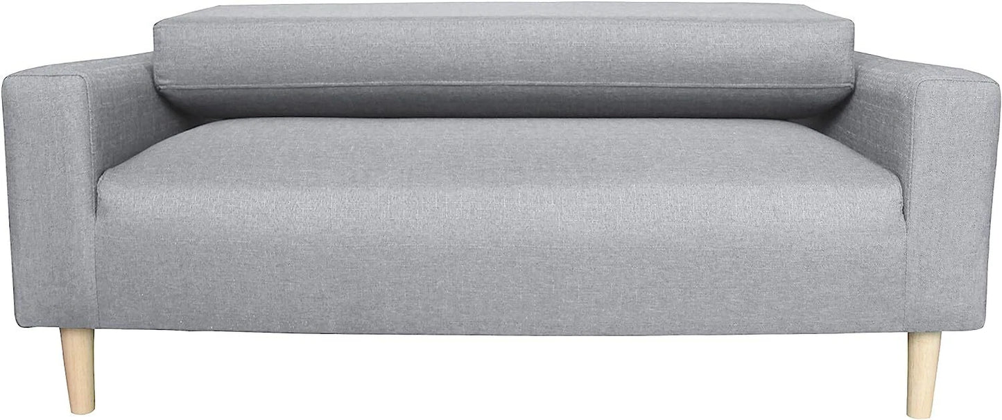 2-Seater Sofa in a Box - Compact w/Wooden Legs - Light/Dark Grey - Folds Flat