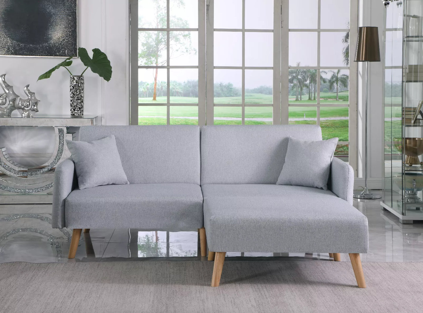 Zara Linen Fabric Corner Sofa Bed with Matching Footstool – Stylish, Space-Saving Comfort