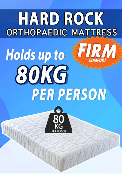 Hardrock Super Firm Reflex Foam Mattress, Super Firm Comfort, Cleanable Cover, Silent