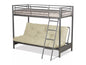 Filton Space-Saving Metal Futon Bunk Bed – 3FT Top & 4FT6 Futon – Sleek Silver