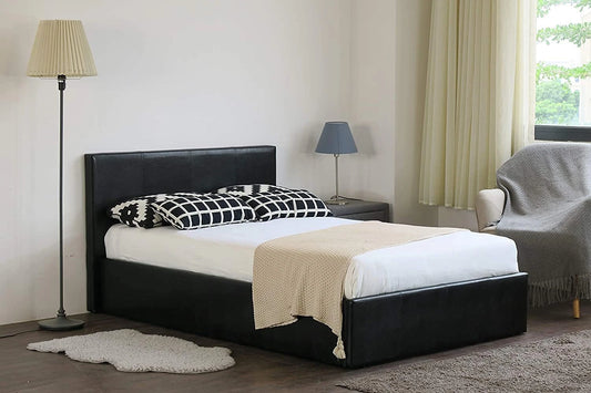 Prado Faux Leather Ottoman Storage Bed – Gas Lift Bed Frame – Brown or Black