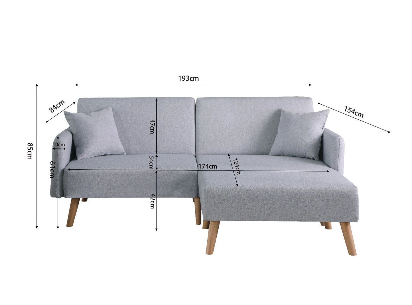 Zara Linen Fabric Corner Sofa Bed with Matching Footstool – Stylish, Space-Saving Comfort