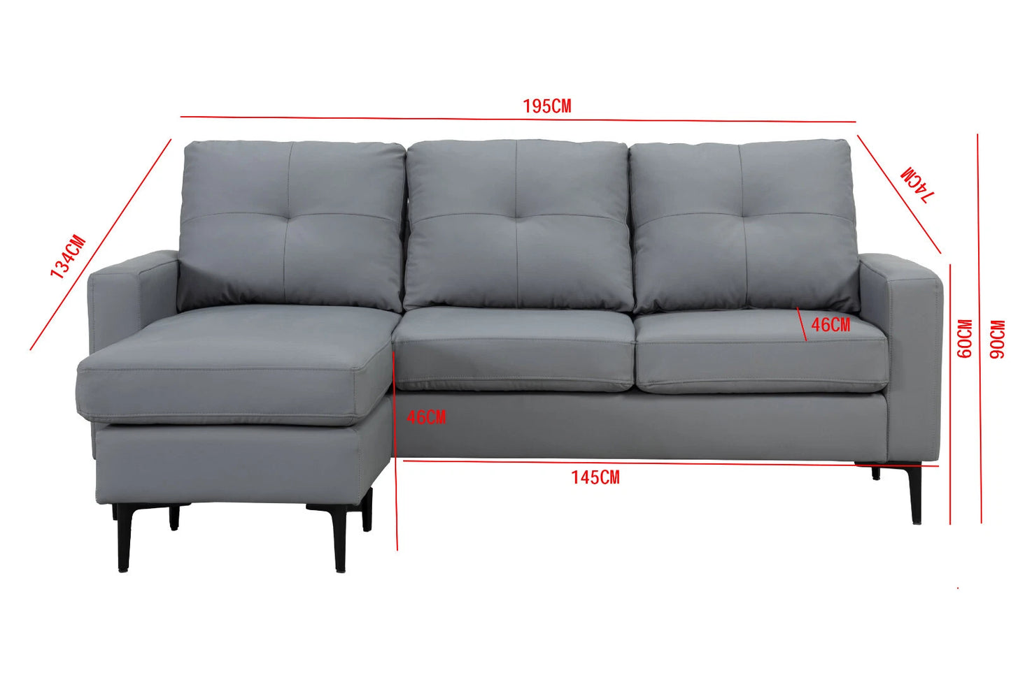 Elm PU Air Leather Corner Sofa with Movable Footstool – Modern L-Shape Comfort