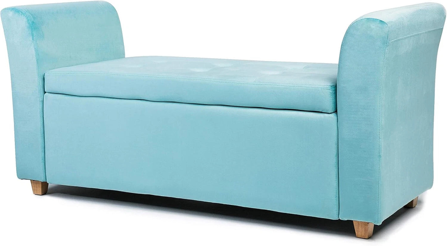 Emma Velvet Storage Bench Ottoman – Upholstered Seat with Hidden Lift-Up Storage