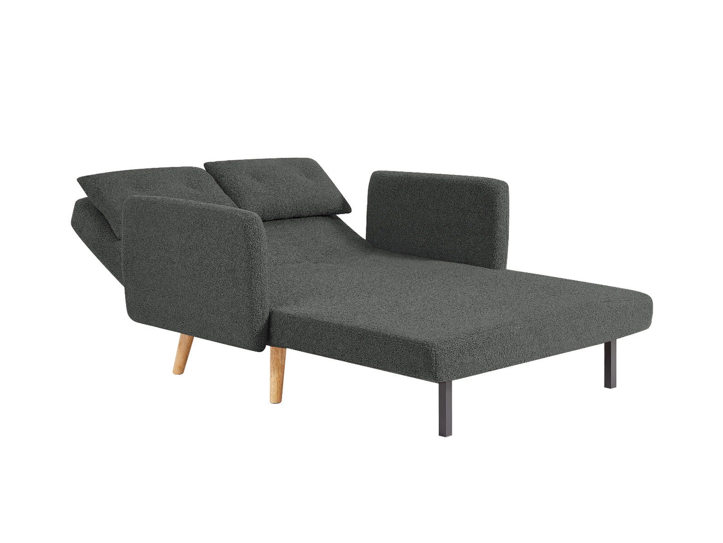 Roxy Modern 2-Seater Loveseat Sofa, Convertible Fold-out Sofabed, Borg Fabric