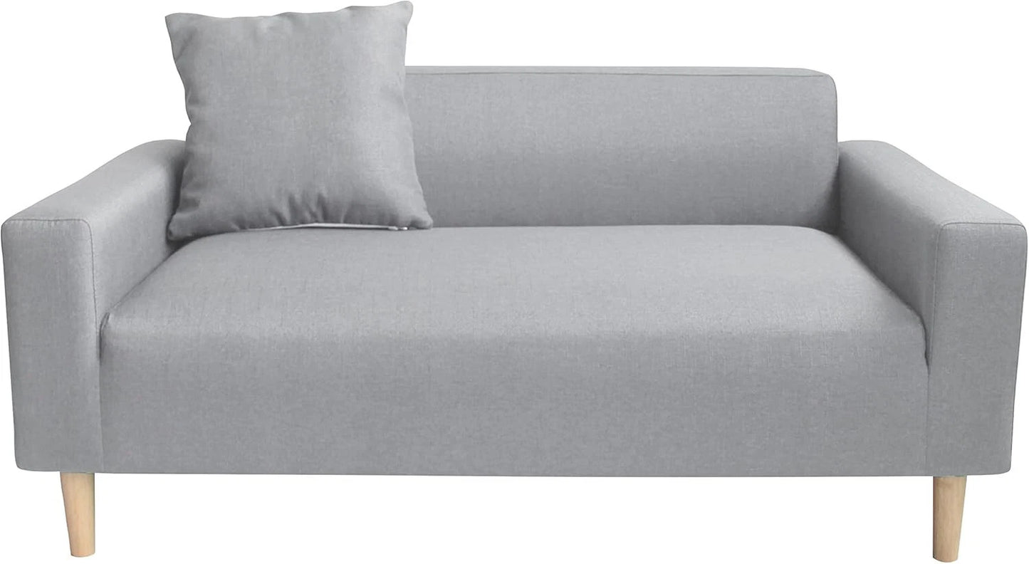 2-Seater Sofa in a Box - Compact w/Wooden Legs - Light/Dark Grey - Folds Flat