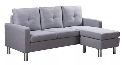 Elm Corner Sofa with Footrest – Modern Grey Fabric | Space-Saving Comfort & Contemporary Design