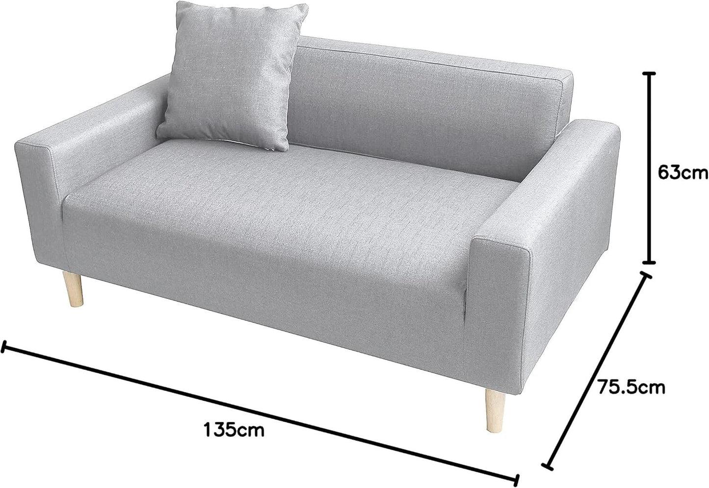 2-Seater Sofa in a Box - Compact w/Wooden Legs - Light/Dark Grey - Folds Flat
