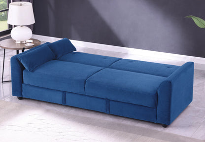 Verona 3-Seater Corduroy Sofa Bed with Storage – Grey/Blue Clic Clac Design
