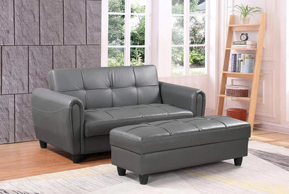 Zinc PU Leather Ottoman Storage Bench – Padded Seat with Flip Lid –Grey or Black