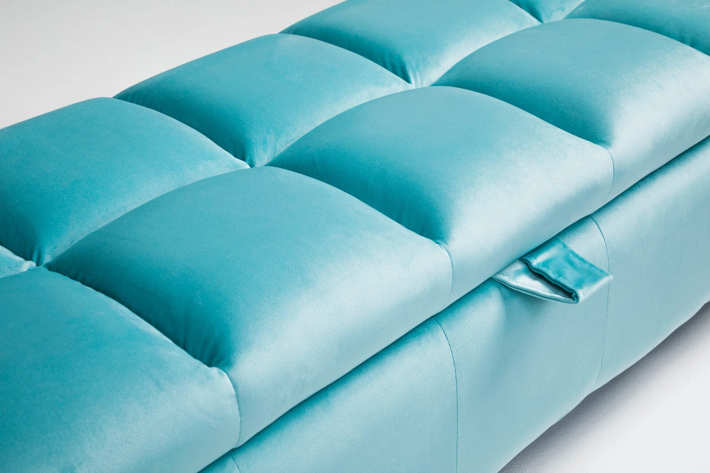 Coco Velvet Ottoman Storage Bench –  Padded Seat with Gold Legs & Hidden Storage