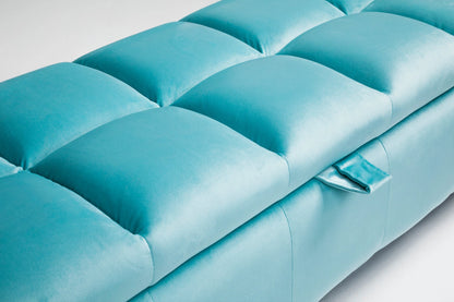 Coco Velvet Ottoman Storage Bench –  Padded Seat with Gold Legs & Hidden Storage