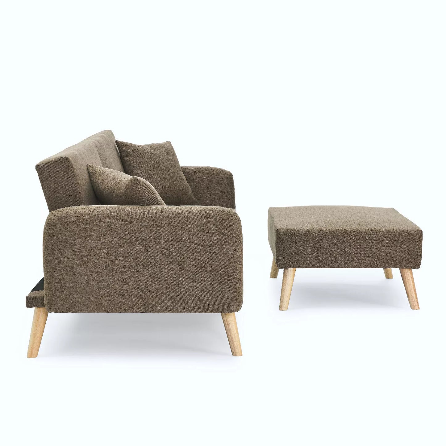 Zara Linen Fabric Corner Sofa Bed with Matching Footstool – Stylish, Space-Saving Comfort