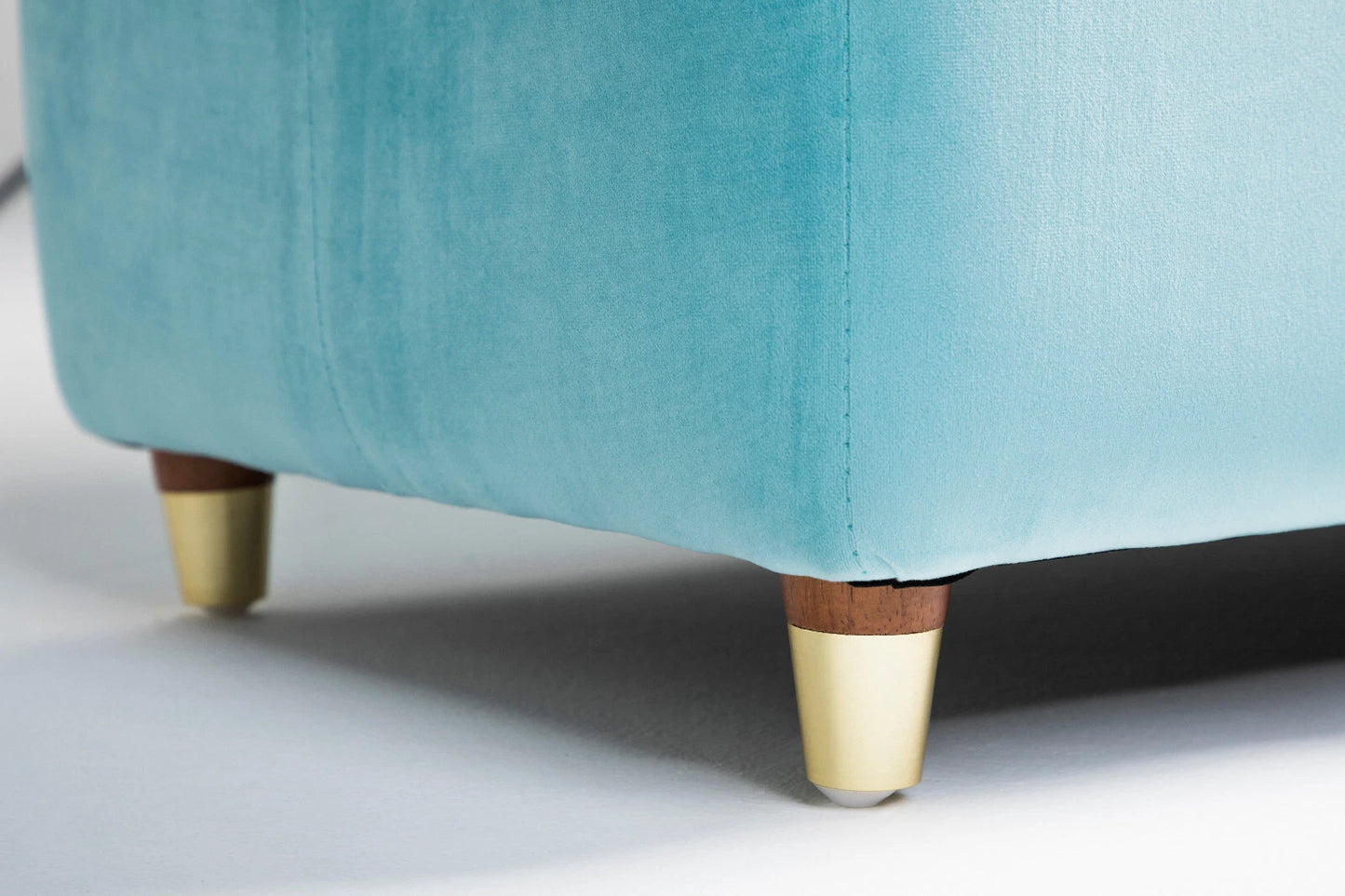 Coco Velvet Ottoman Storage Bench –  Padded Seat with Gold Legs & Hidden Storage