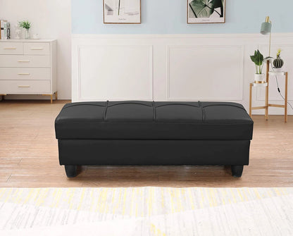 Zinc PU Leather Ottoman Storage Bench – Padded Seat with Flip Lid –Grey or Black