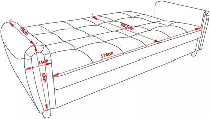 Zinc 3 Seater Faux Leather Sofa Bed with Hidden Storage In PU Leather