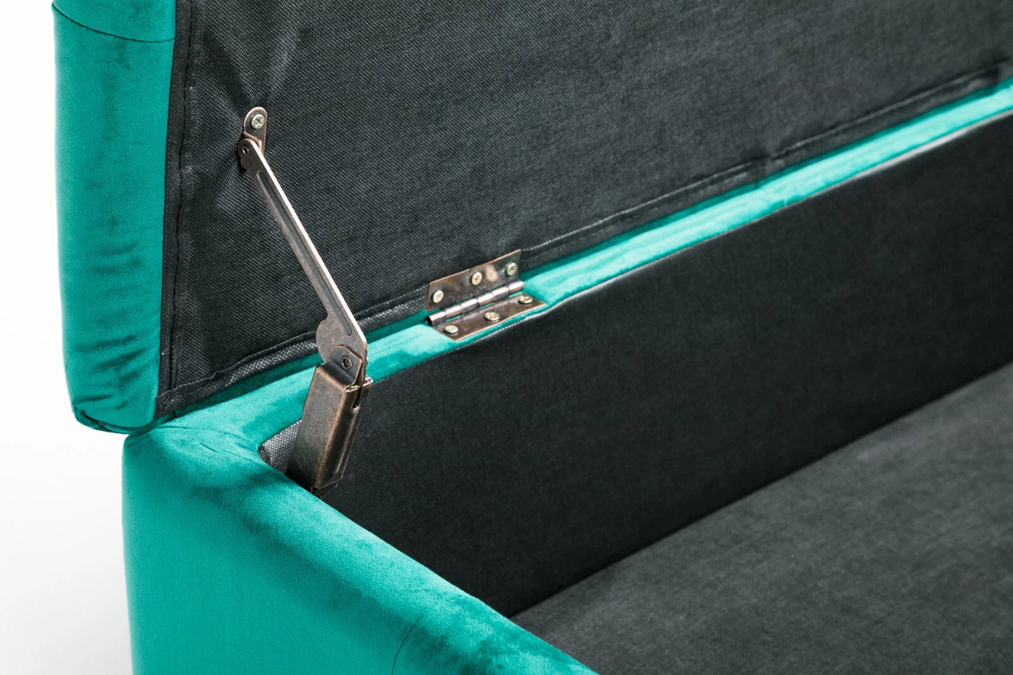 Coco Velvet Ottoman Storage Bench –  Padded Seat with Gold Legs & Hidden Storage