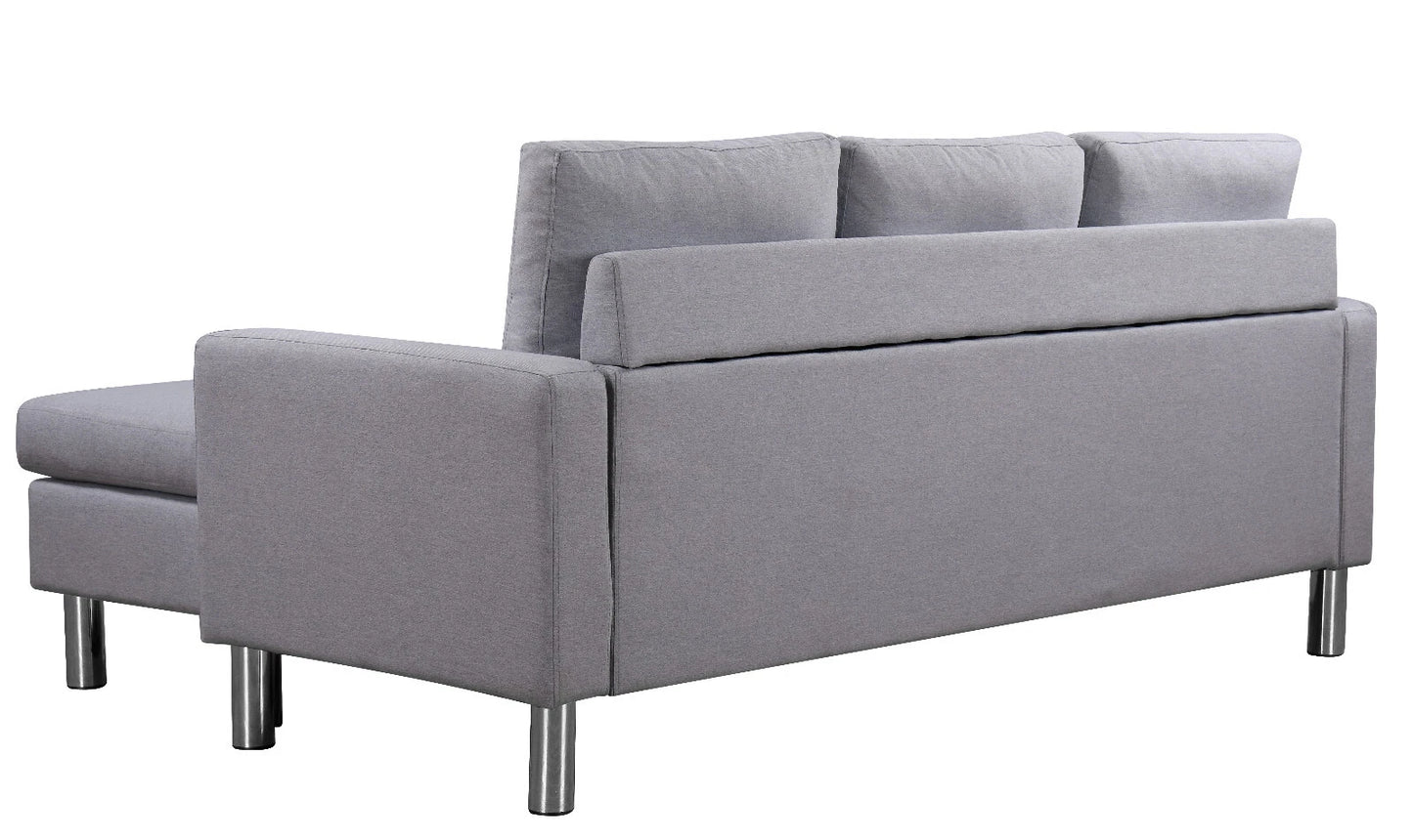 Elm Corner Sofa with Footrest – Modern Grey Fabric | Space-Saving Comfort & Contemporary Design