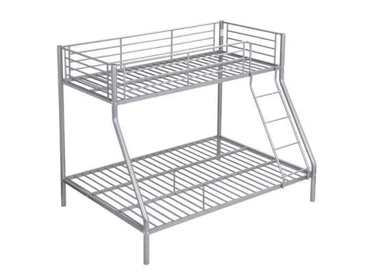 Palmdale Metal Triple Sleeper Bunk Bed – 3FT Single / 4FT6 Double – Strong & Durable Silver Frame