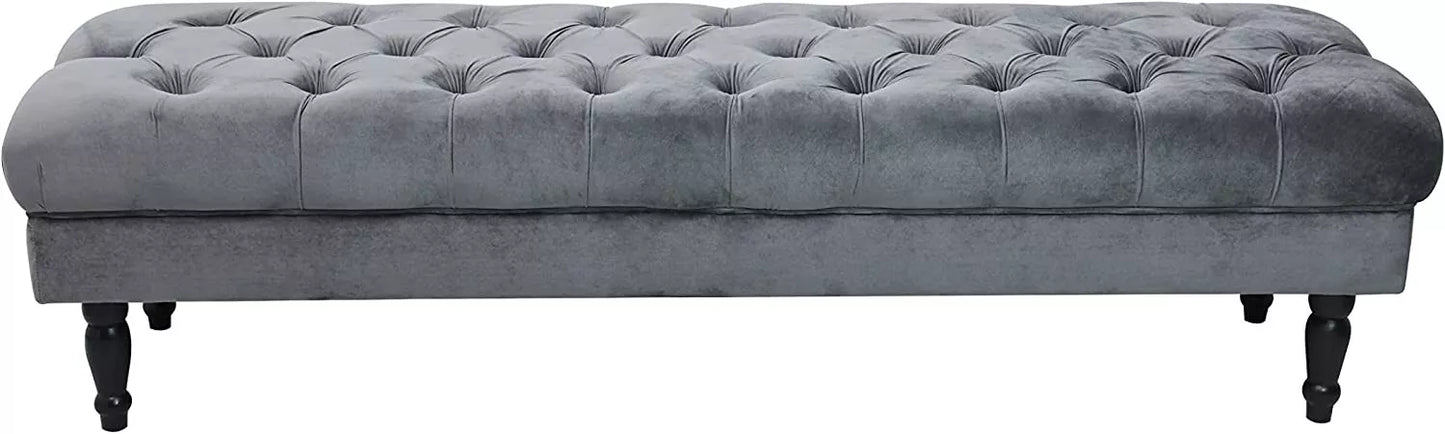 JOY Upholstered Decorative Styling Bench, Bedroom Bench Seat, Tufted and Cushion