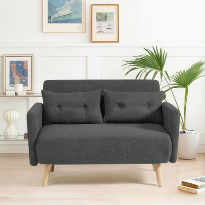 Roxy Modern 2-Seater Loveseat Sofa, Convertible Fold-out Sofabed, Borg Fabric