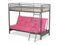Filton Space-Saving Metal Futon Bunk Bed – 3FT Top & 4FT6 Futon – Sleek Silver