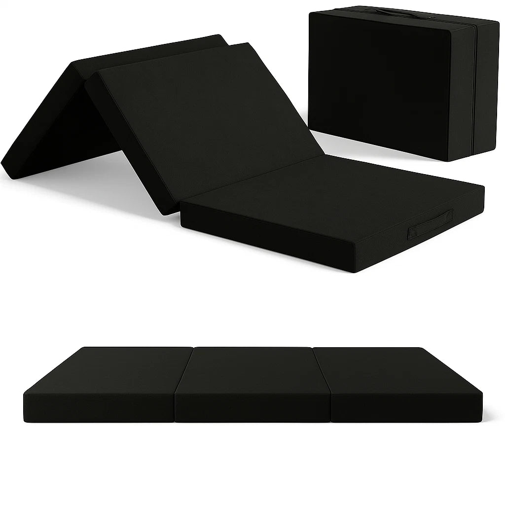 Voyager Mat –8cm TriFold Caravan Mattress in Black | Camping, RV, Narrow