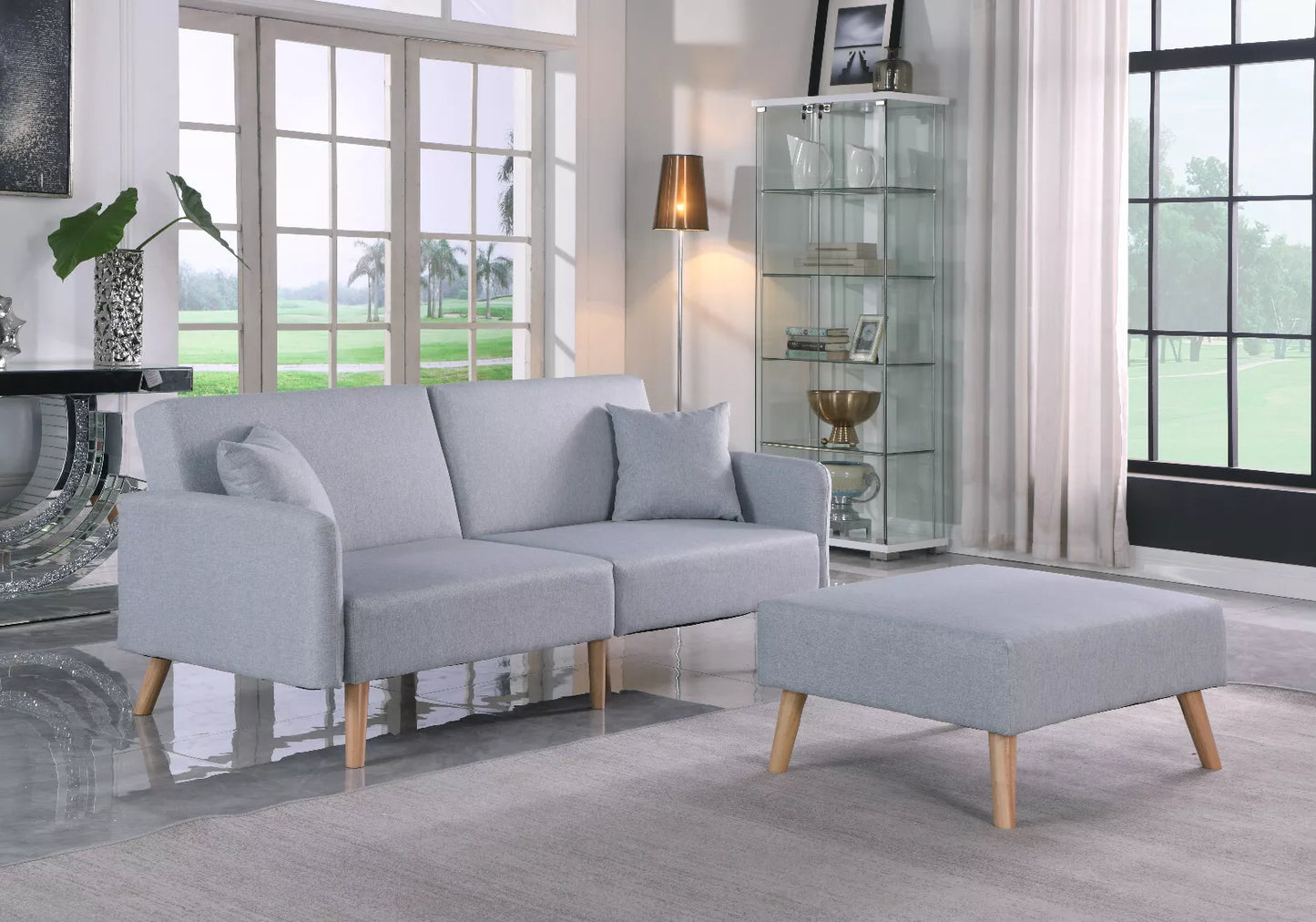 Zara Linen Fabric Corner Sofa Bed with Matching Footstool – Stylish, Space-Saving Comfort