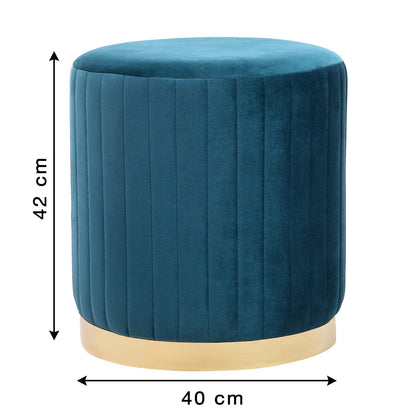 FAY Round Soft Velvet Stool, Cylindrical Footstool, Make Up Seat, Dressing Table