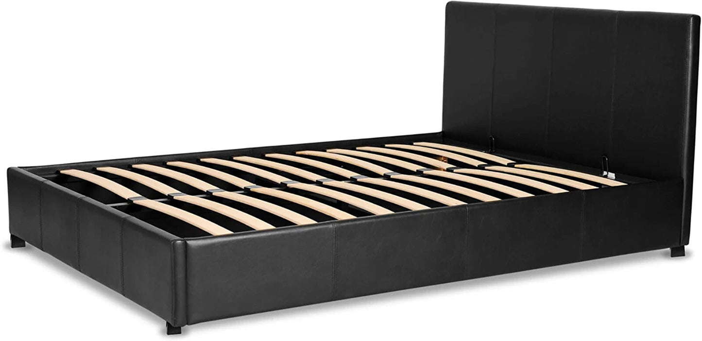 Prado Faux Leather Ottoman Storage Bed – Gas Lift Bed Frame – Brown or Black