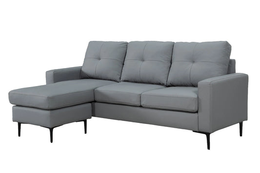Elm Corner Sofa with Matching Footstool, 3 Seater in Air Leather Black or Grey