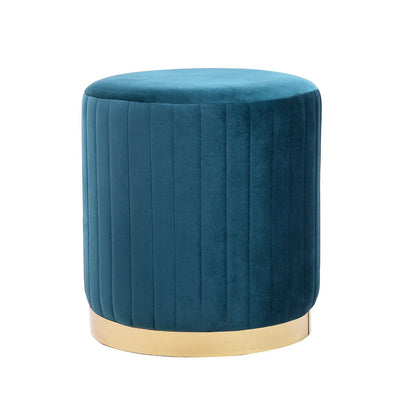 FAY Round Soft Velvet Stool, Cylindrical Footstool, Make Up Seat, Dressing Table