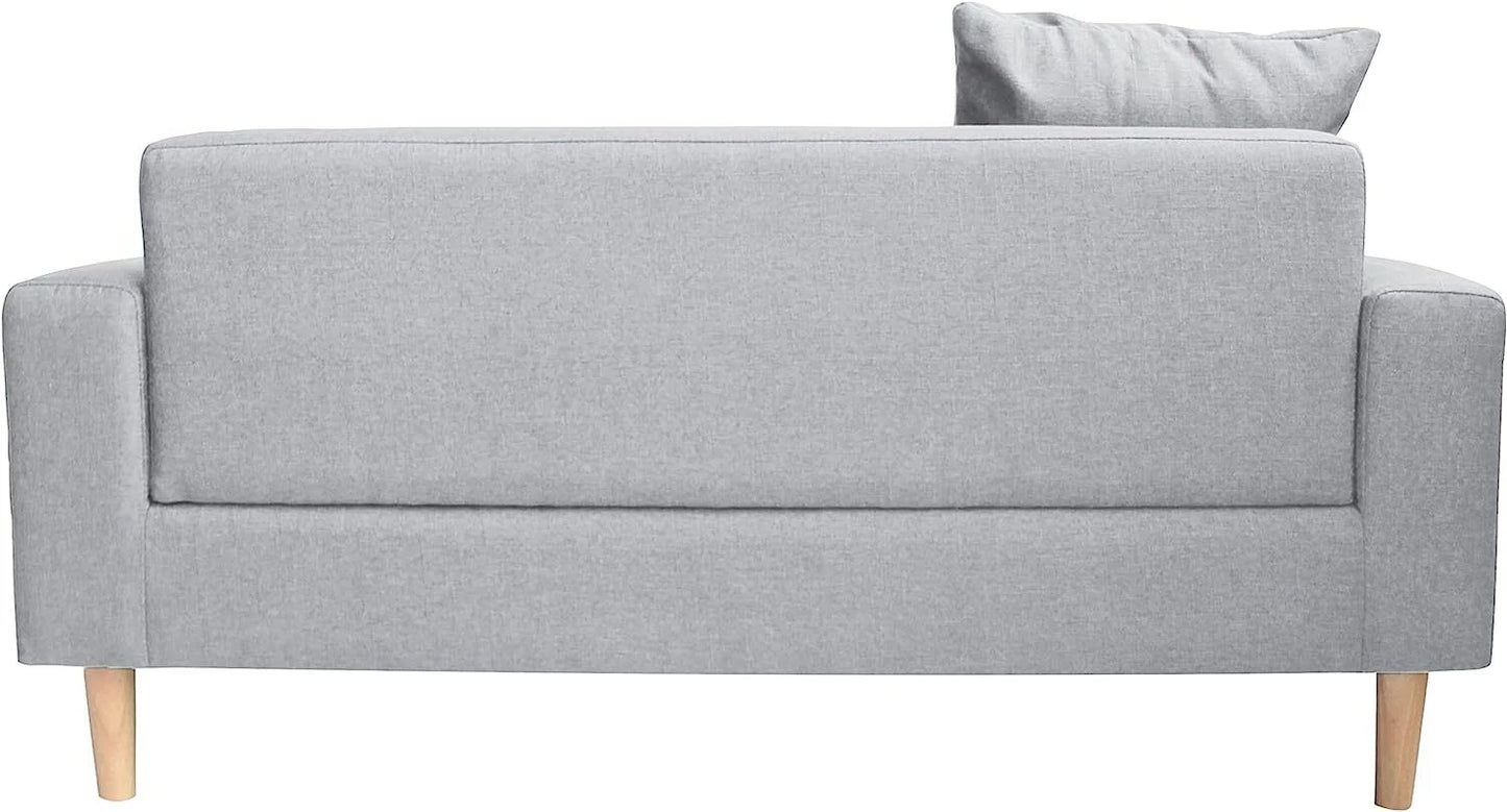 2-Seater Sofa in a Box - Compact w/Wooden Legs - Light/Dark Grey - Folds Flat