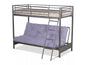 Filton Space-Saving Metal Futon Bunk Bed – 3FT Top & 4FT6 Futon – Sleek Silver