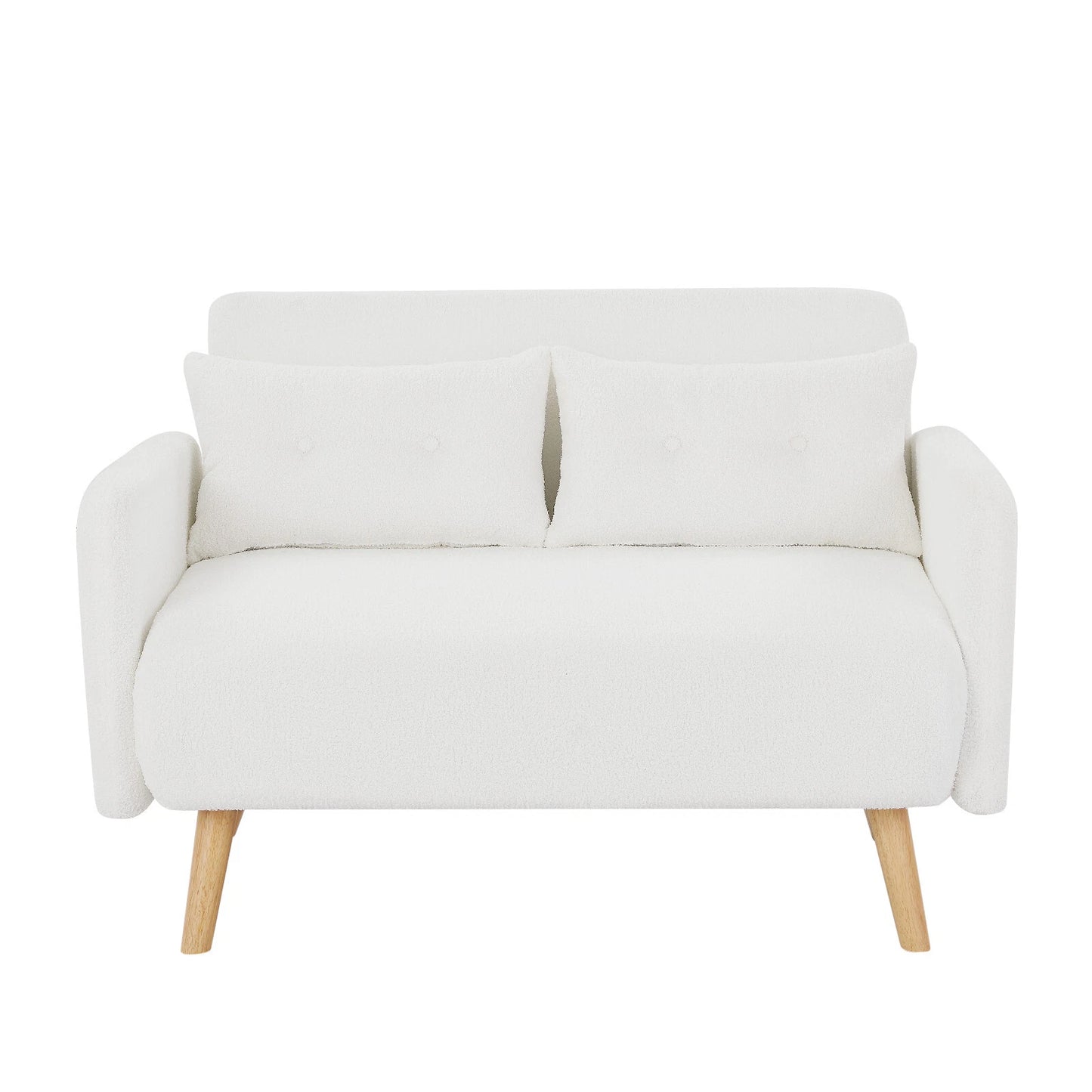 Roxy Modern 2-Seater Loveseat Sofa, Convertible Fold-out Sofabed, Borg Fabric