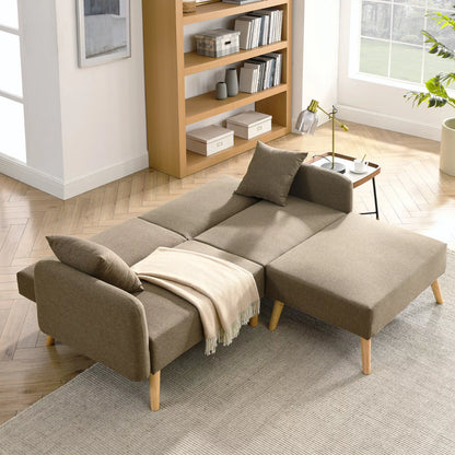 Zara Linen Fabric Corner Sofa Bed with Matching Footstool – Stylish, Space-Saving Comfort