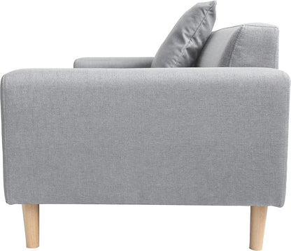 2-Seater Sofa in a Box - Compact w/Wooden Legs - Light/Dark Grey - Folds Flat