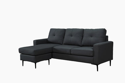 Elm PU Air Leather Corner Sofa with Movable Footstool – Modern L-Shape Comfort
