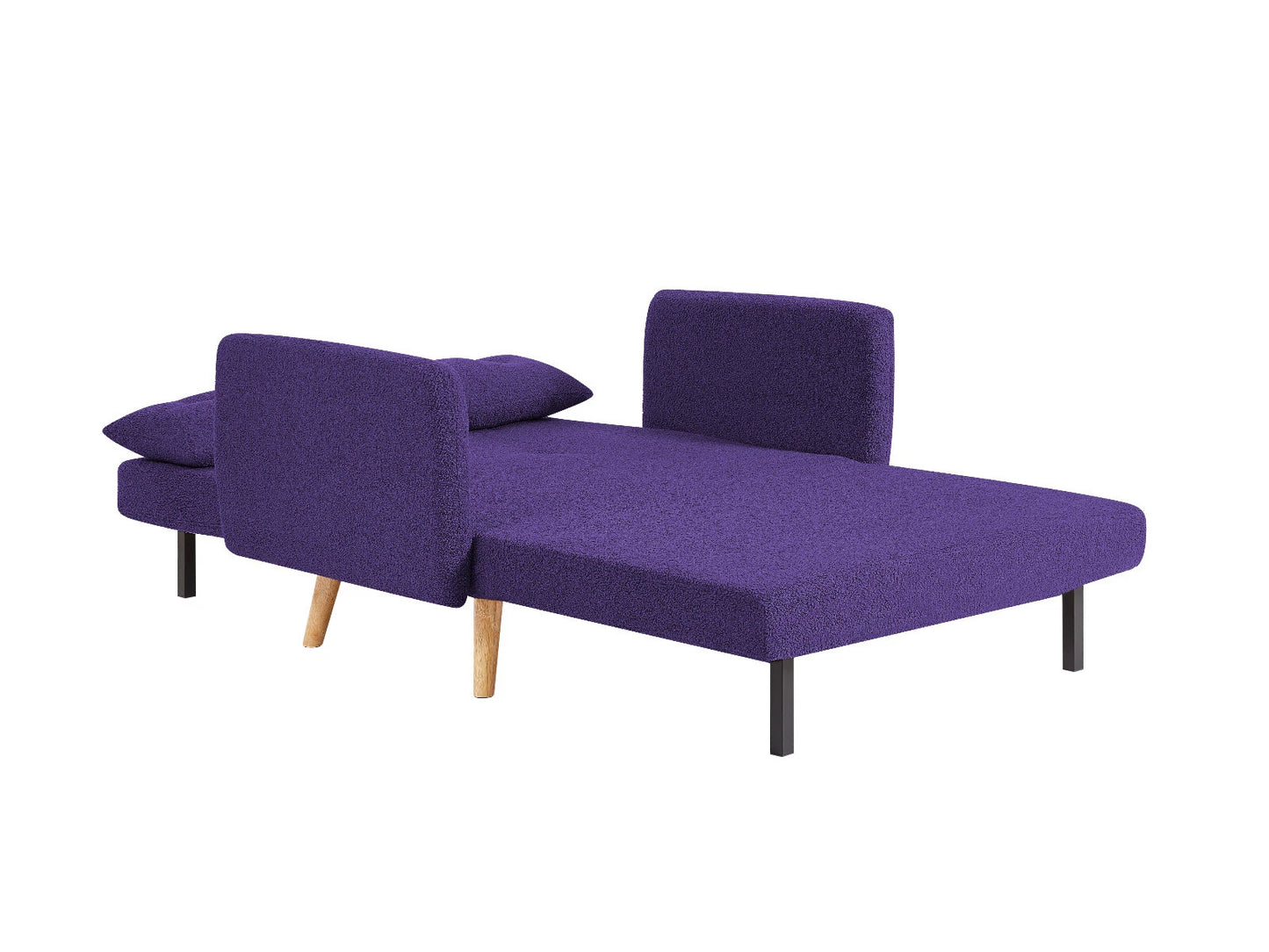 Roxy Modern 2-Seater Loveseat Sofa, Convertible Fold-out Sofabed, Borg Fabric