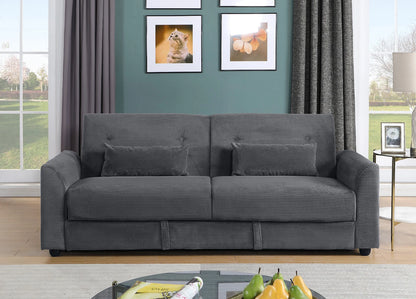 Verona 3-Seater Corduroy Sofa Bed with Storage – Grey/Blue Clic Clac Design