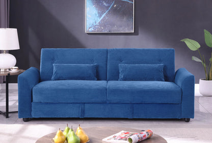 Verona 3-Seater Corduroy Sofa Bed with Storage – Grey/Blue Clic Clac Design