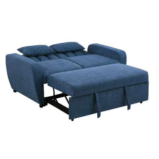 Gibson 2 Seater Fabric Sofa Bed – Double Guest Bed in Grey, Brown & Blue