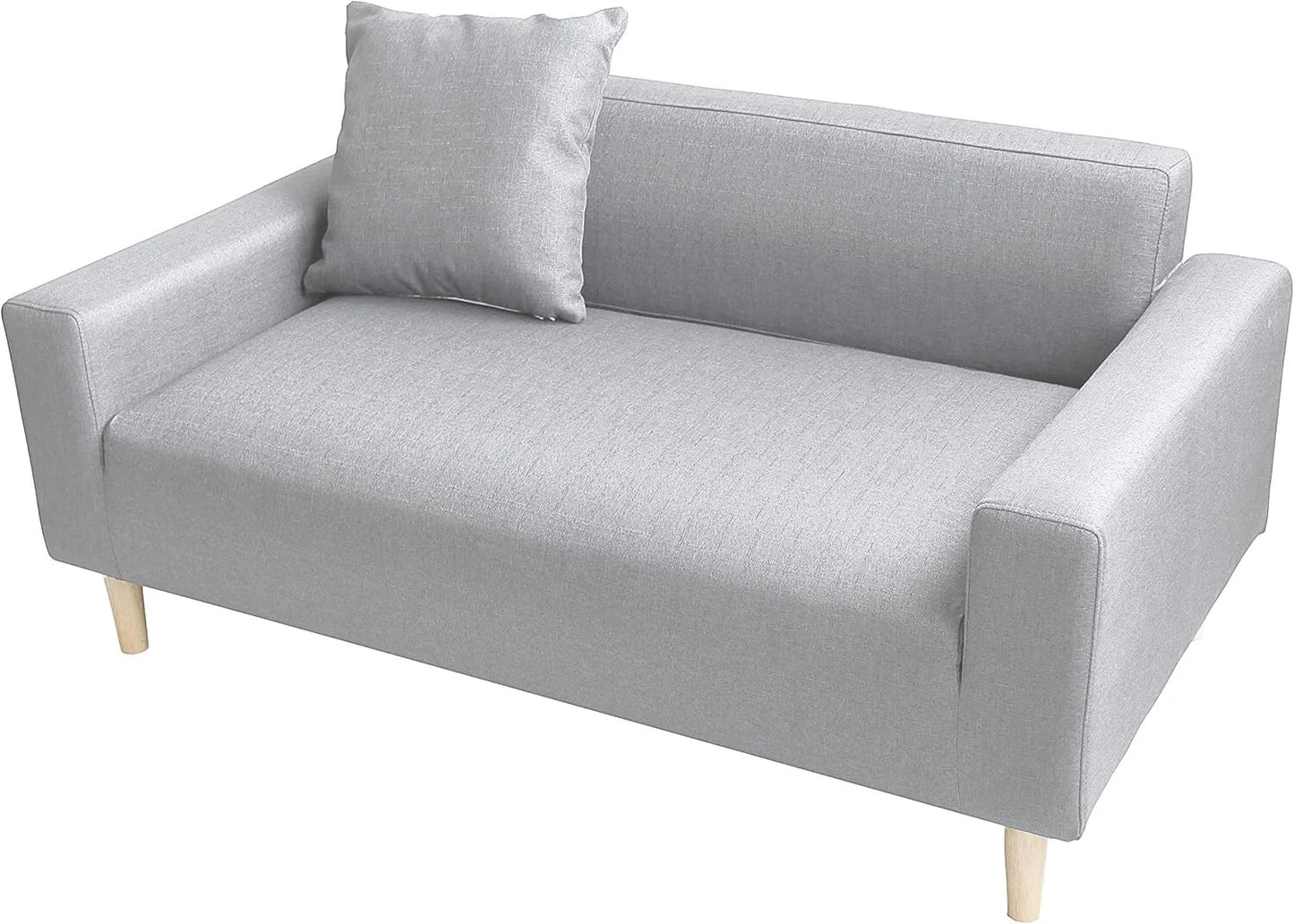 2-Seater Sofa in a Box - Compact w/Wooden Legs - Light/Dark Grey - Folds Flat