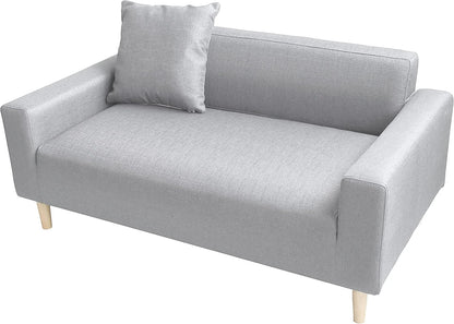 2-Seater Sofa in a Box - Compact w/Wooden Legs - Light/Dark Grey - Folds Flat