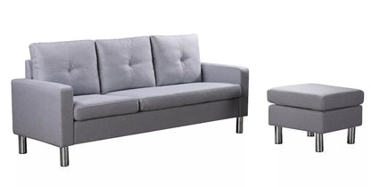 Elm Corner Sofa with Footrest – Modern Grey Fabric | Space-Saving Comfort & Contemporary Design