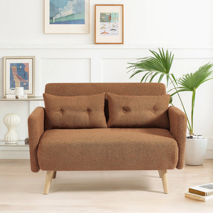 Roxy Modern 2-Seater Loveseat Sofa, Convertible Fold-out Sofabed, Borg Fabric